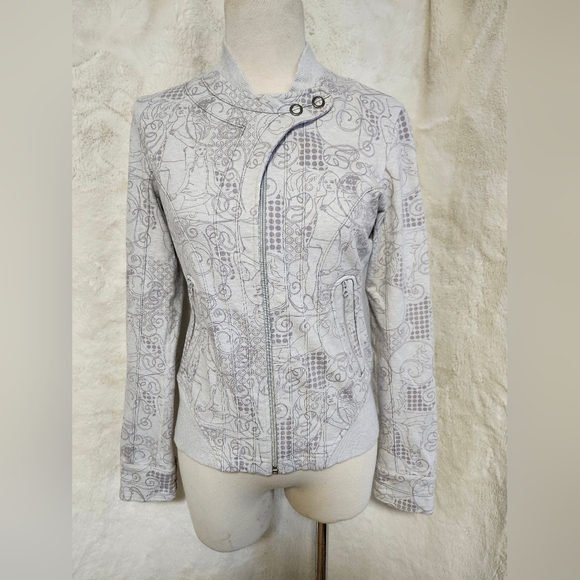 Lululemon RARE Vine Print Jacket Size 6 Yoga Poses Athletic Full Zip Fitness - Picture 1 of 12